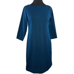 Roberta Freymann Navy Blue Shift Career Work Dress Cotton Back Zip Size XX-Small